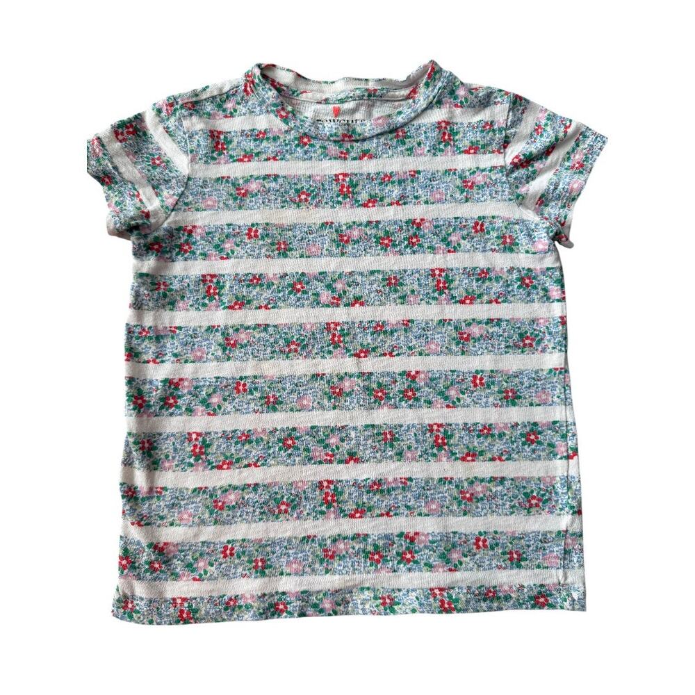 J.Crew Crewcuts Ditsy Floral Stripe Short Sleeve Tee Girls Size 8 Cotton